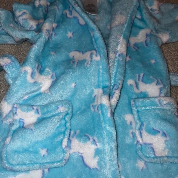 Cuddl Duds Toddler Girls' Hooded Robe Size 2T - Unicorn Print - Sherpa & Fleece - Picture 3 of 4